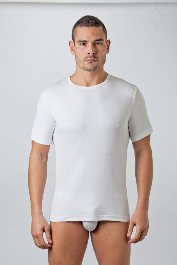 Maglia Mezza Manica Girocollo in 100% cotone interlock felpato Comfort DMU12
