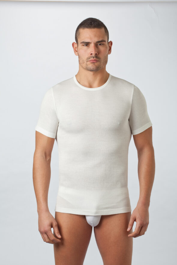 Maglia Mezza Manica Girocollo in cotone misto lana Dual DMU30